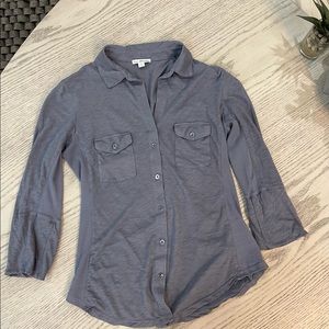 James Perse Sheer Slub Side Panel Shirt